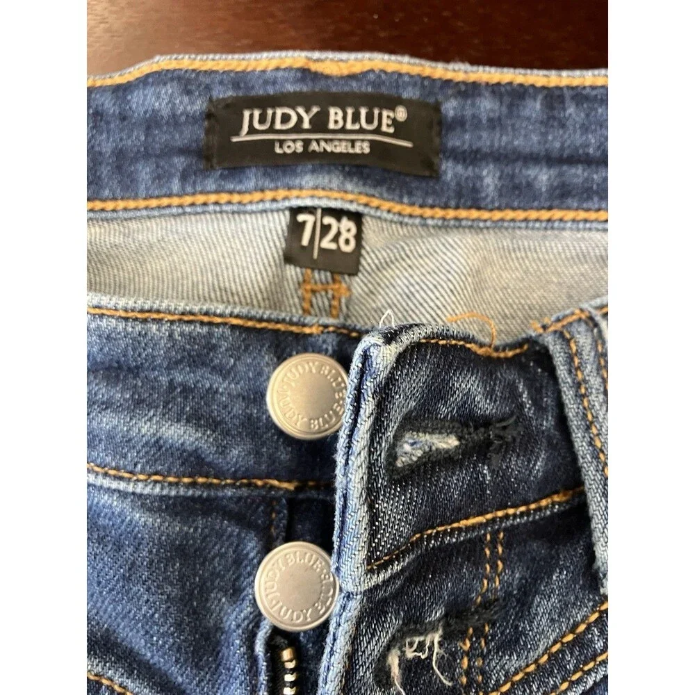 Judy Blue Slim Fit Distressed Womens Blue Jeans Size 7/28
